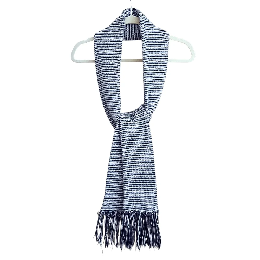 Men's Extra Long Soft Striped Knit Scarf With Fringe, One Size